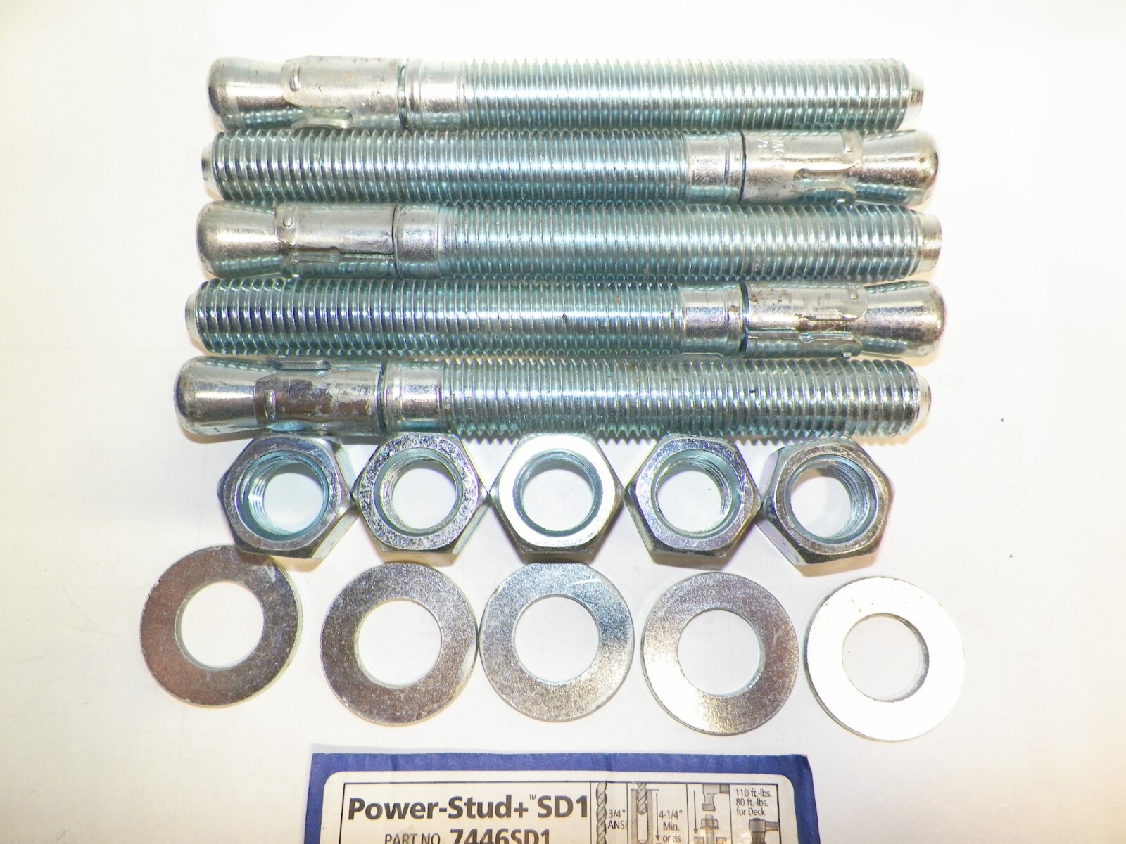 3/4″ x 7″ Concrete Wedge Anchors Zinc Plated Masonry Anchors Qty-5