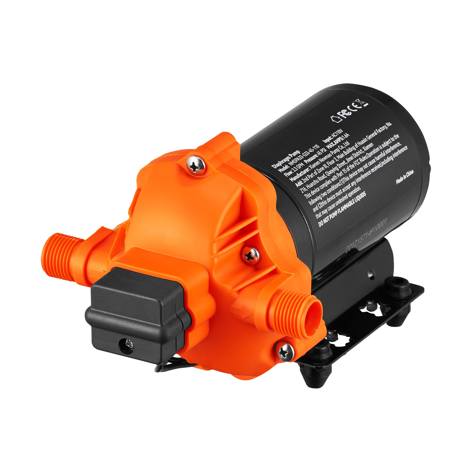 VEVOR 110V Water Pressure Diaphragm Pump Self-Priming Pump 45 PSI 3.3GPM Boat RV