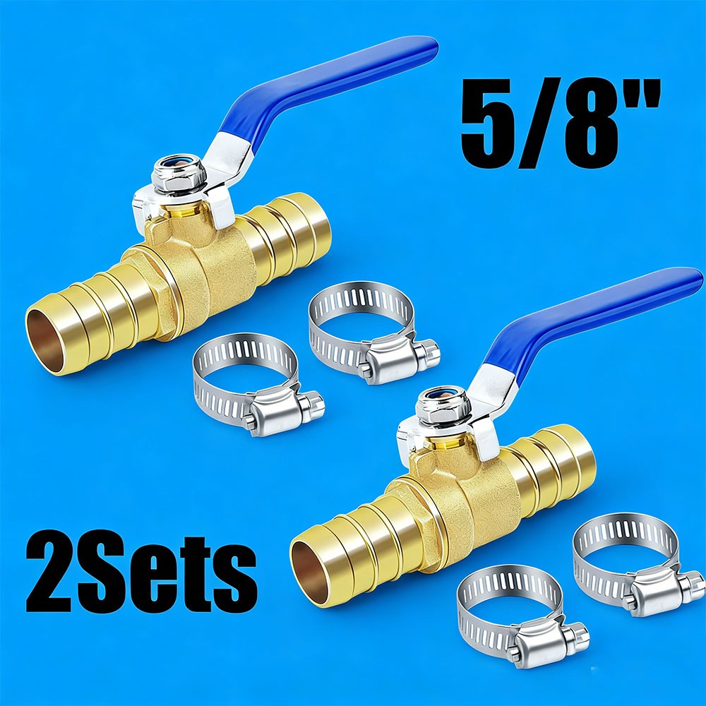 2Sets 5/8″ Brass Hose Barb Ball Valve Heater Shut Off Valve for Water Oil Gas