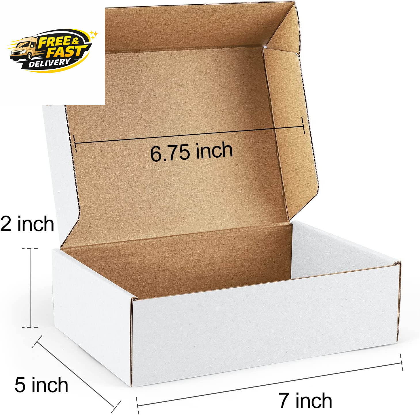 Shipping Boxes 7X5X2 Inches White Small Mailing Boxes 25 Pack Cardboard
