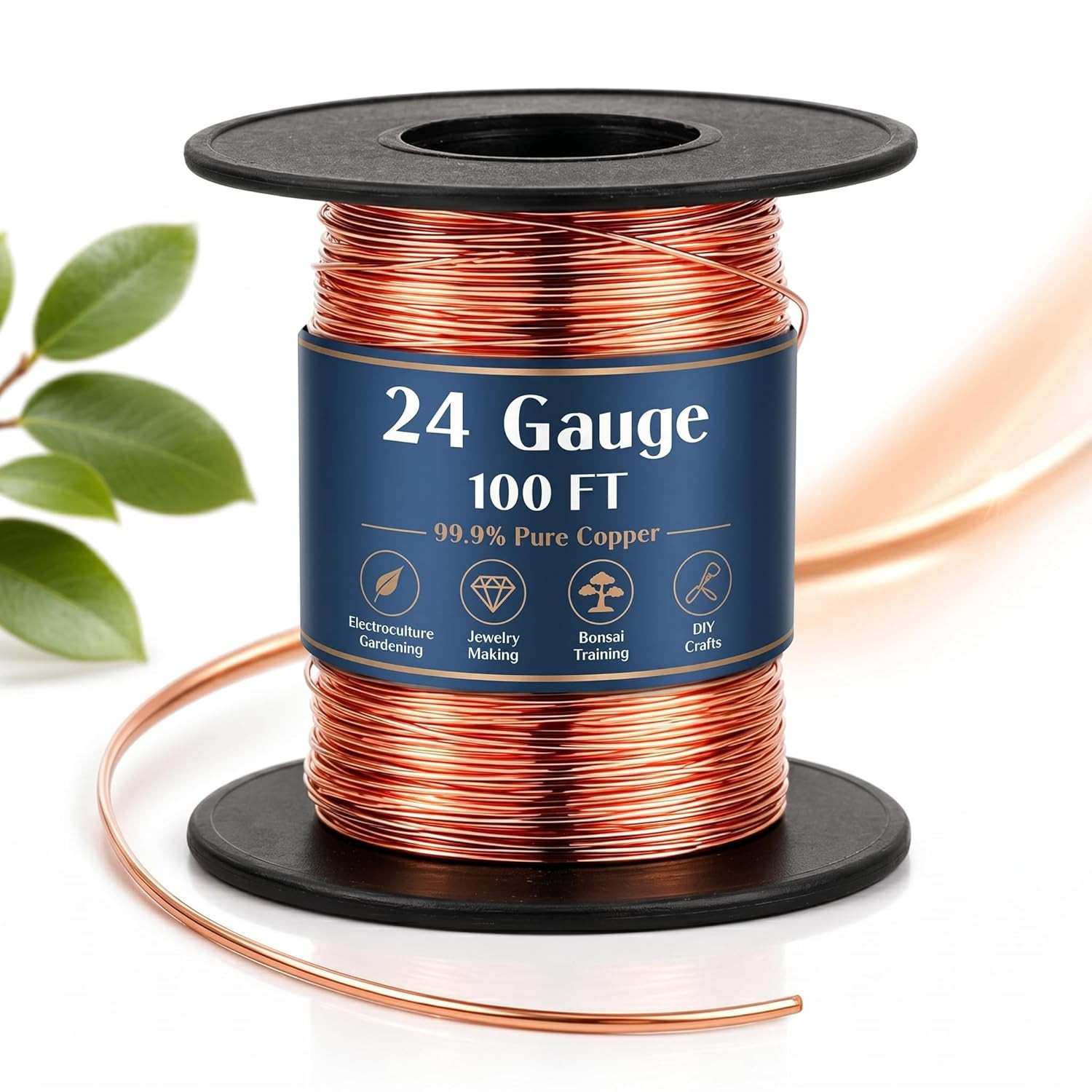 100Ft 24 Gauge Copper Wire for Gardening, Electroculture, Bonsai, Jewelry Making