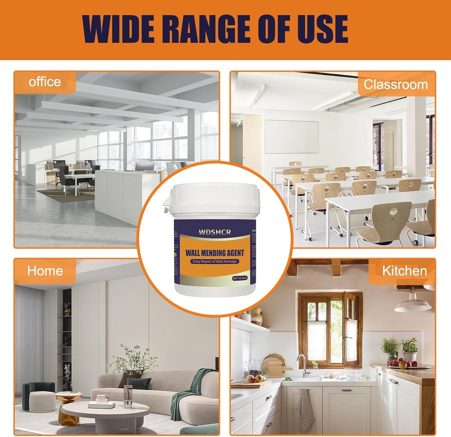 Complete Wall Surface Repair Kit: Fast-Drying White Putty & Adhesive Patches