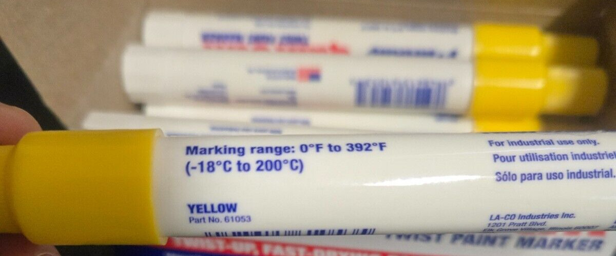 12 Pack Yellow Markal Quik Stik Twist-Up, Fast Drying Paint Markers P/N 61053