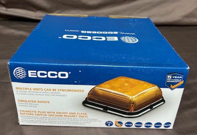 ECCO, AMBER WARNING BEACON, LED, SQUARE/LOW PROFILE,Model EB7180A, NEW OLD STOCK