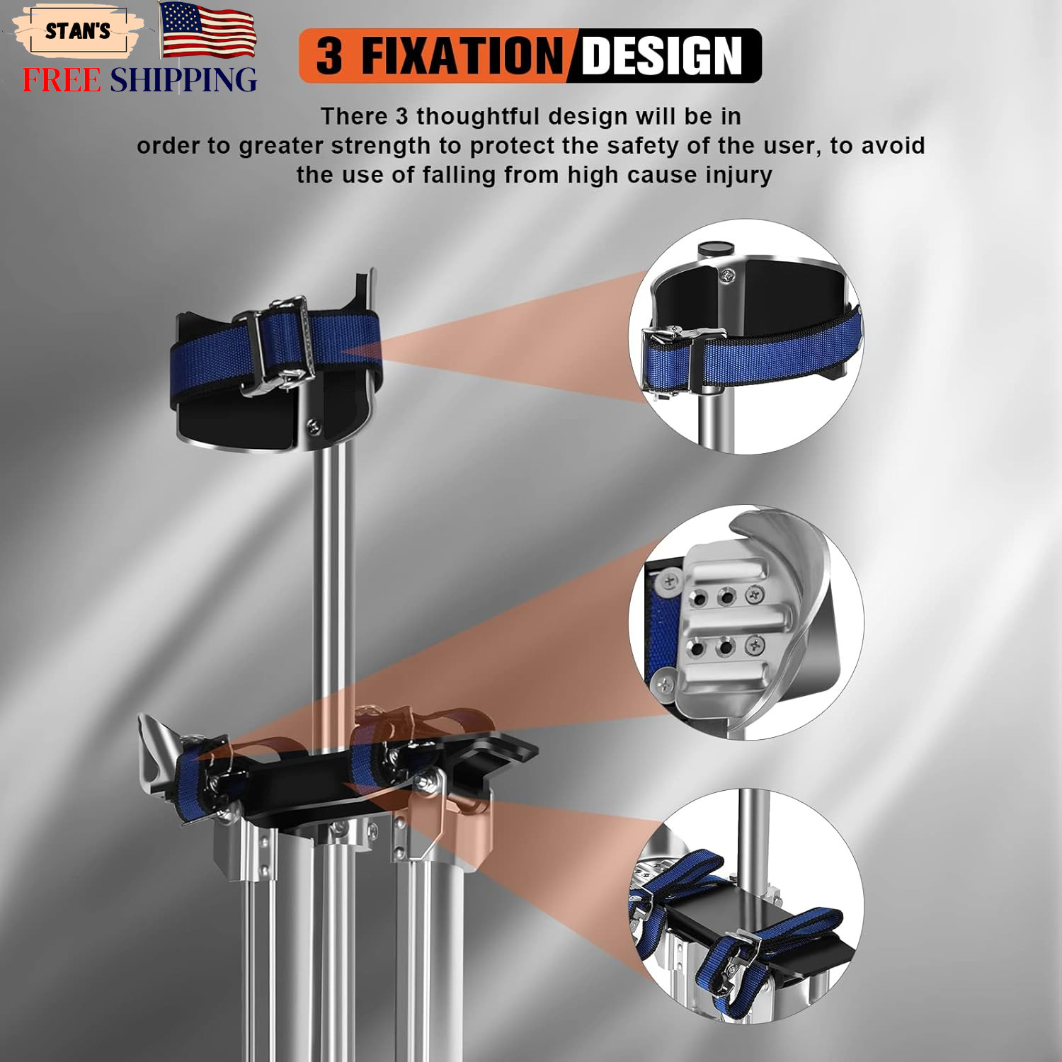 48″ 64″ Drywall Stilts for Adults Height Adjustable Aluminum Work Stilts with
