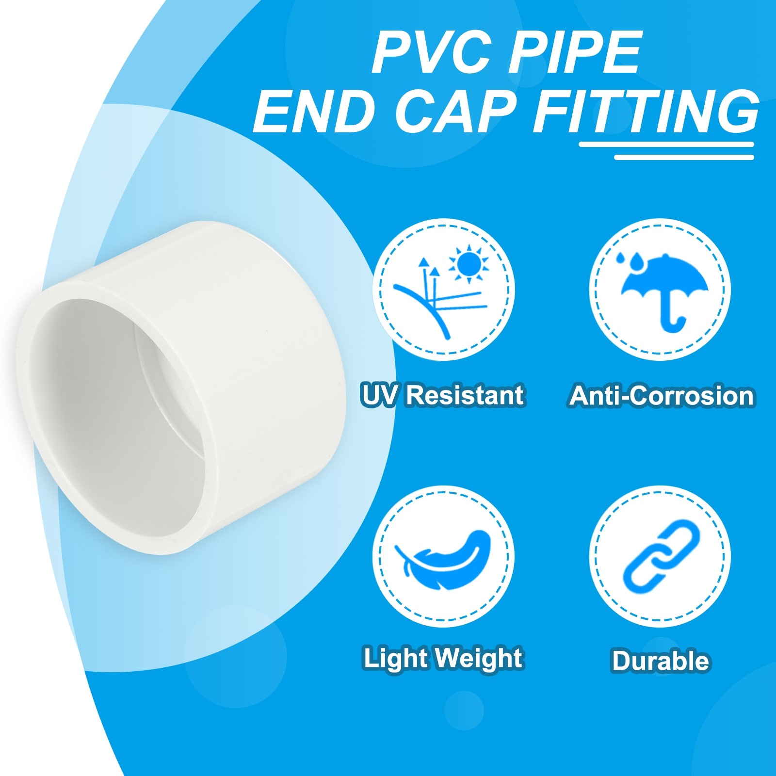 6 Pcs White 1-1/4″ Plastic Pipe Plug Adapter Pipe End Cap Fitting