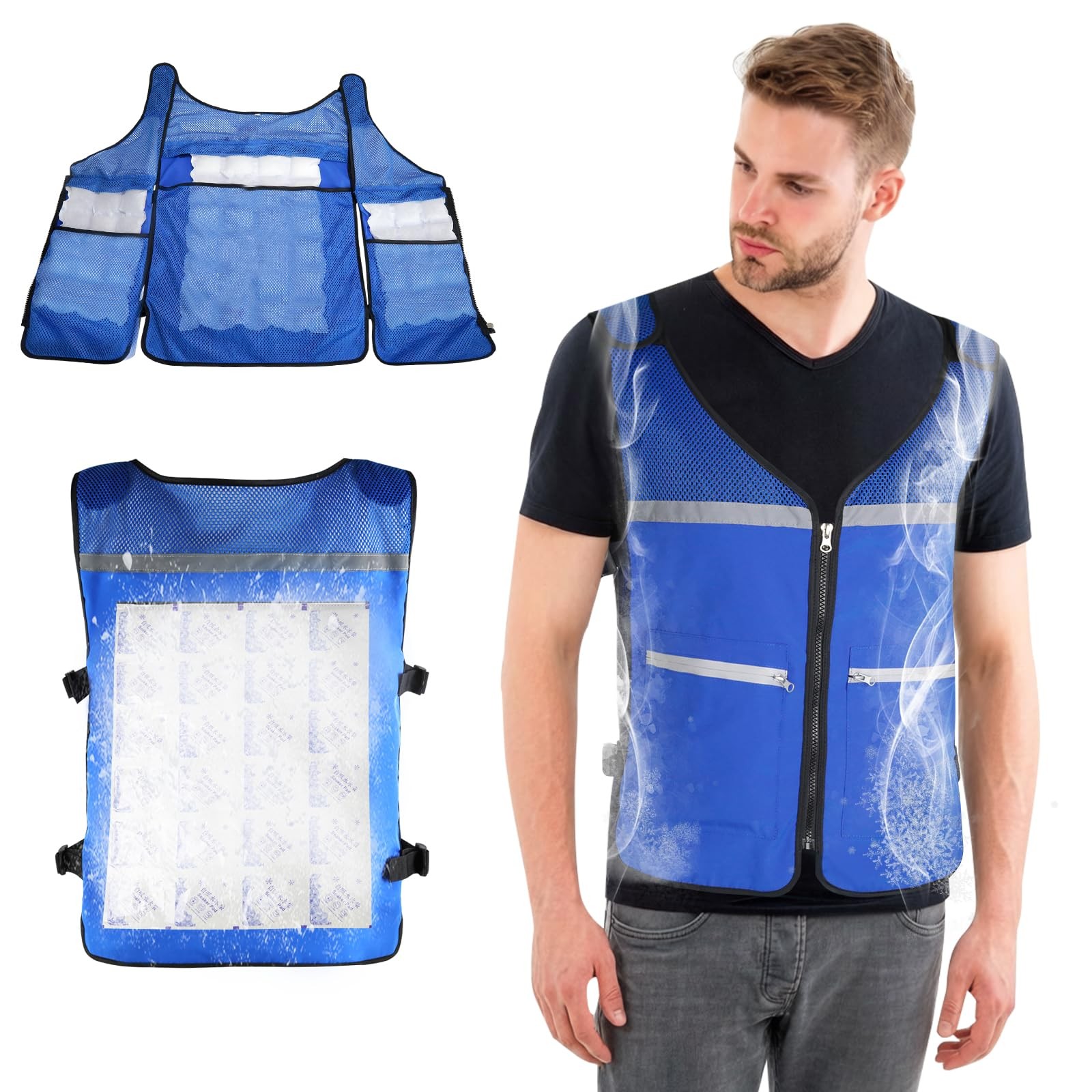 Cooling Vest for Men & Women, Adjustable Ice Vest with Detachable Reusable Ic…