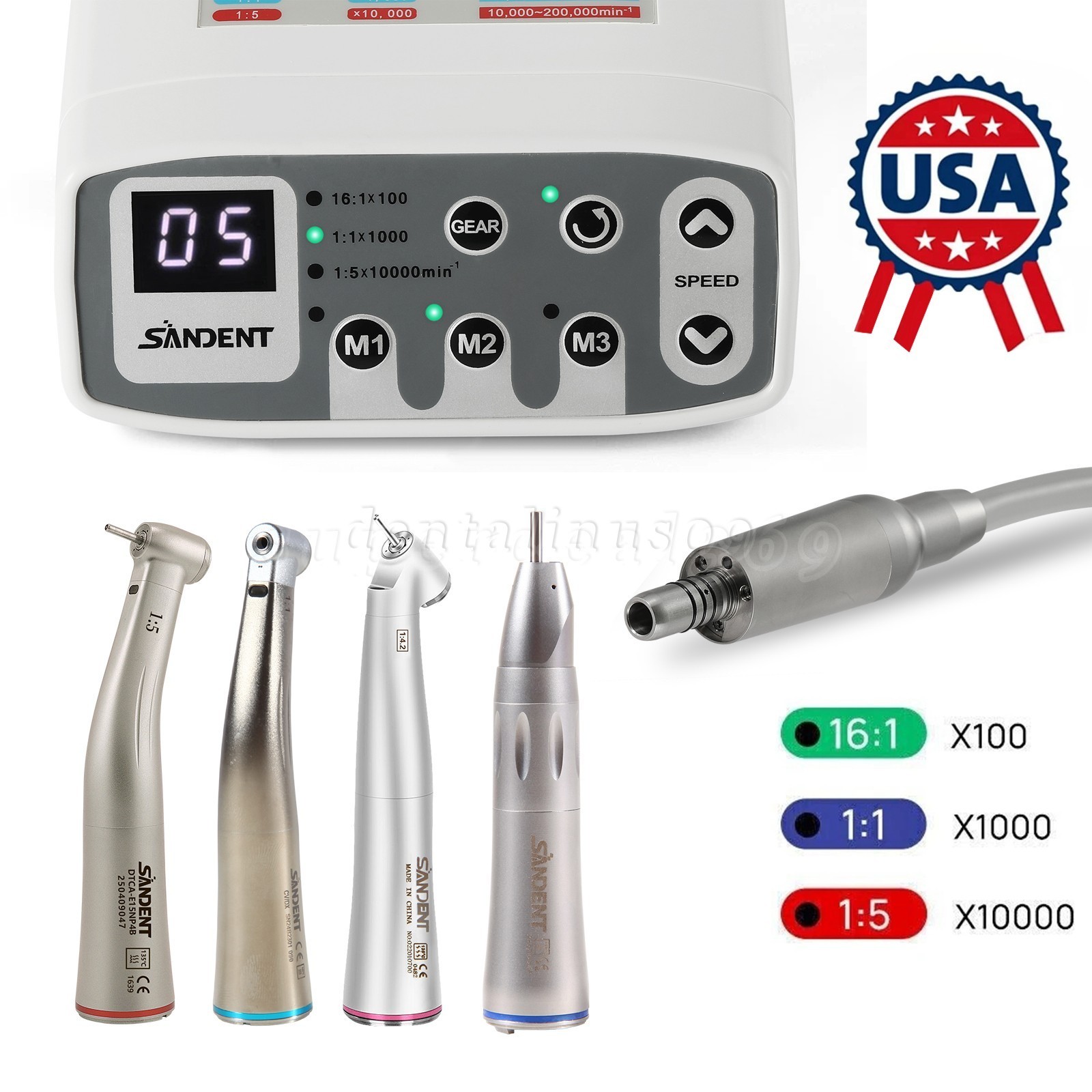 Dental Brushless Electric Micro Motor 1:1 /1:5 /1:4.2 Contra Angle Straight DL