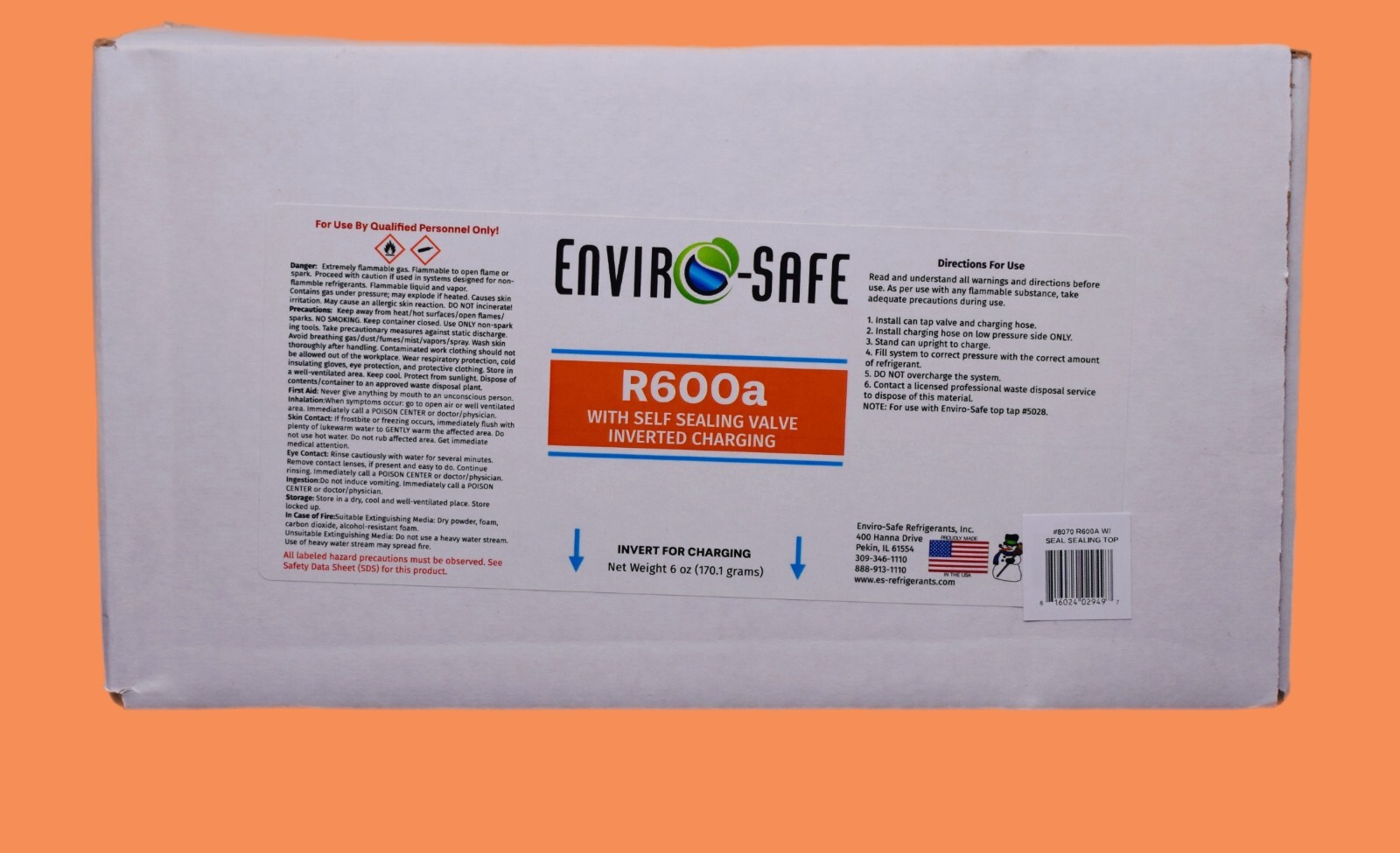 Enviro-Safe R600a Refrigerant w/ k28 Self-Sealing Cap | 10 Cans + Top Tap