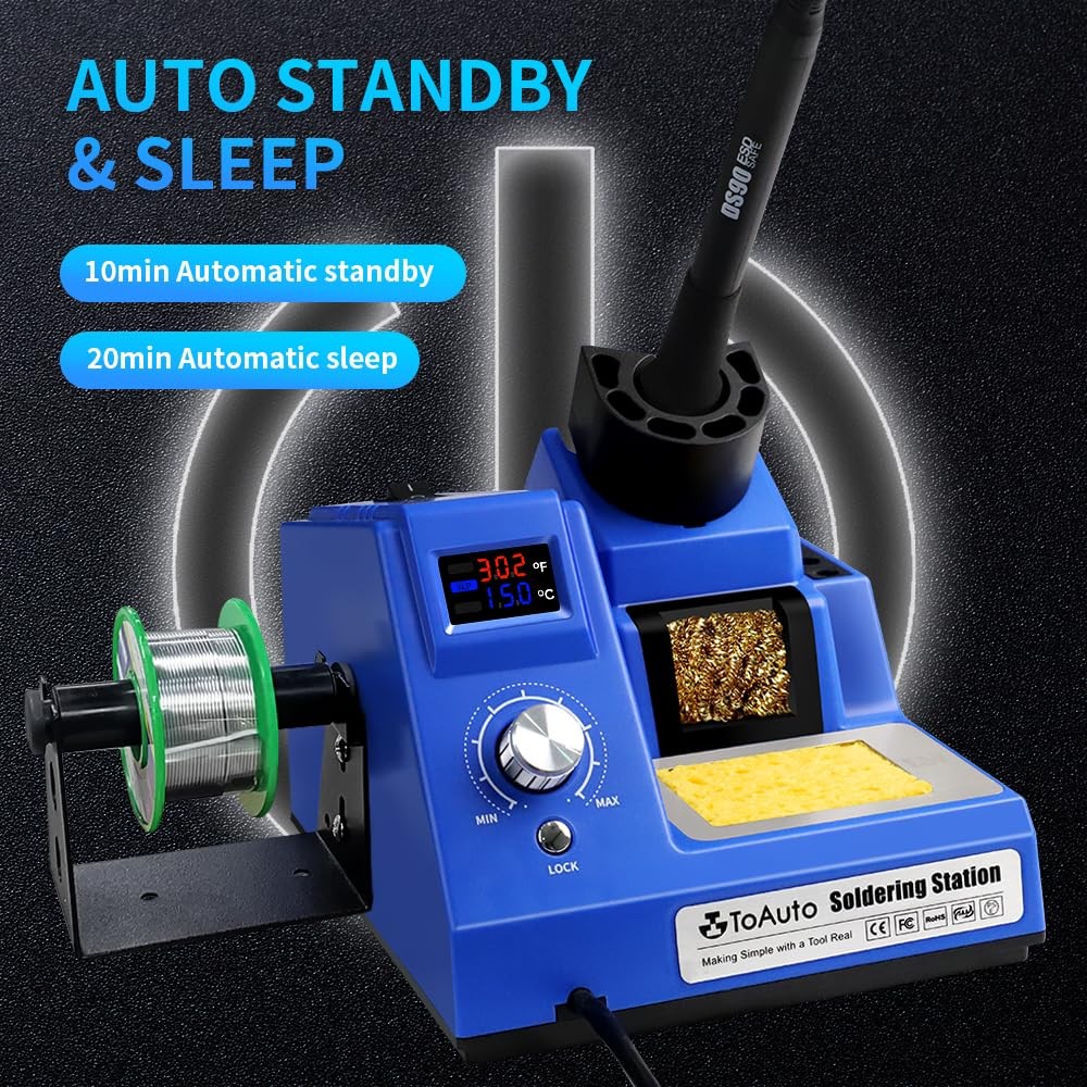 TOAUTO DS90 Soldering Station-°F & °C Dual Digital Display Soldering Iron Statio