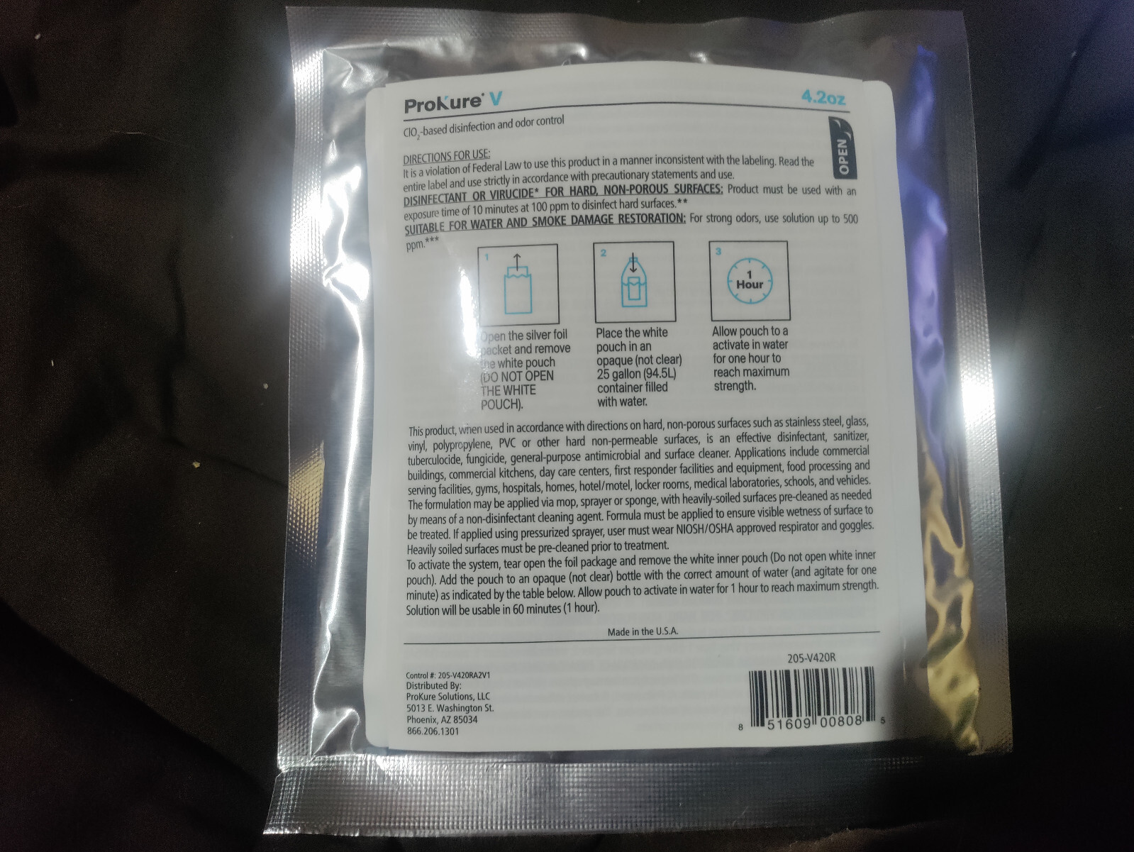 4.2oz packets ProKure V Mold and Mildew eliminator / Disinfectant and Deodorizer