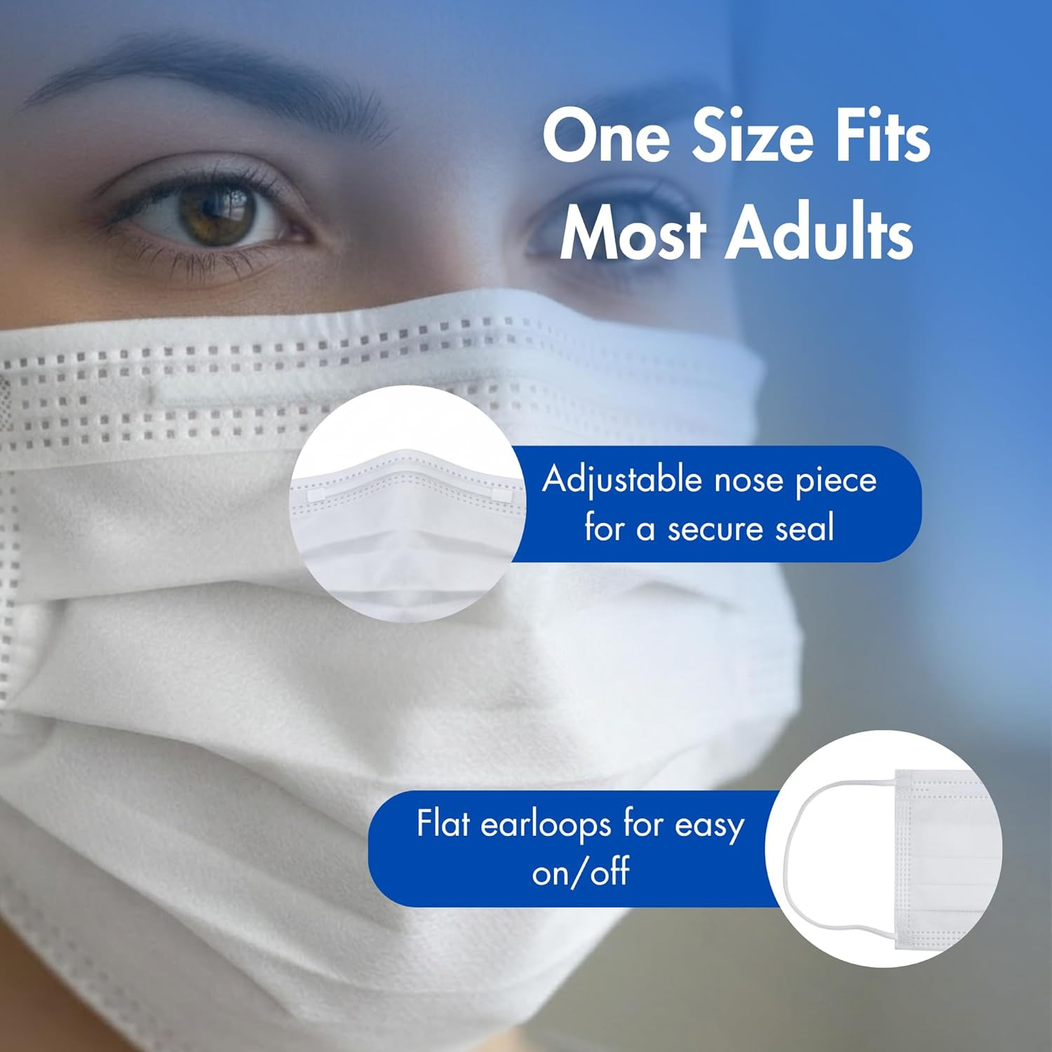 Criterion ASTM Level 3 Disposable Face Mask – White, 3-Ply, Fluid Resistant, Lat