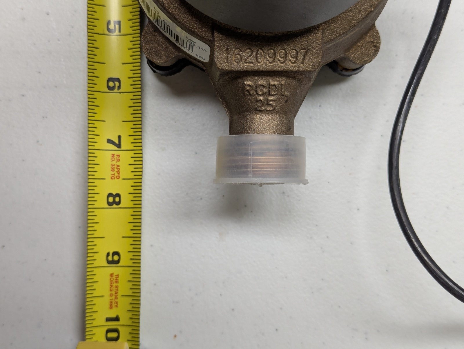 Used Badger model 25 5/8″ brass water meter with HR E lcd register