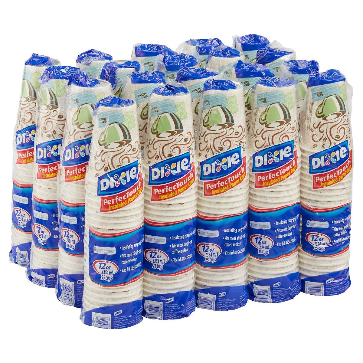 DIXIE CUPS CUP PAPER COFFEE HOT 12 OZ OUNCES TO GO PERFECTOUCH 5342DX 500 COUNT