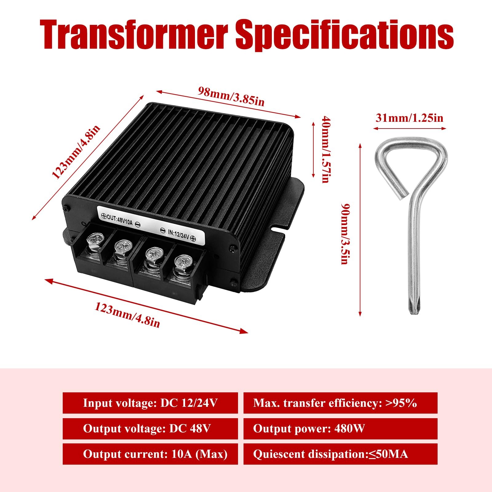 MZHOU UP-48V 10A 480W DC-DC Power Converter 12V/24V to 48V Step-Up for Solar/EV