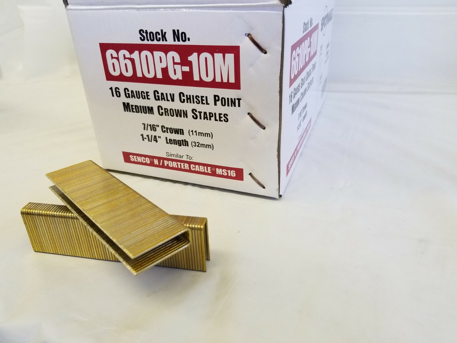 Spotnails 6610PG 16 Gauge 1-1/4″ Leg x 7/16″ Medium Crown Staples 10,000 Count