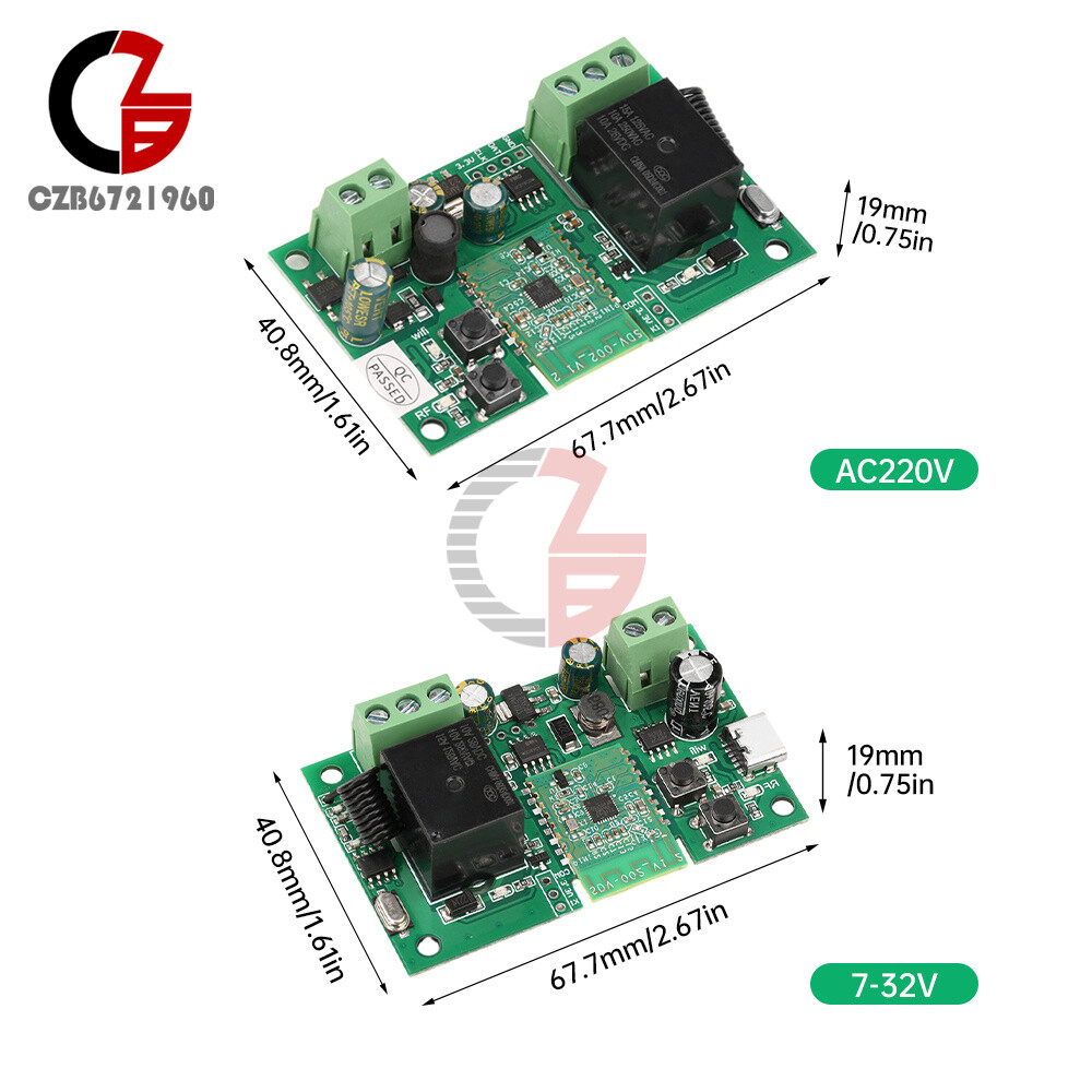 AC/DC7-32V/AC220V 1-CH Pro Self-Locking APP Smart WIFI Bluetooth Relay Module