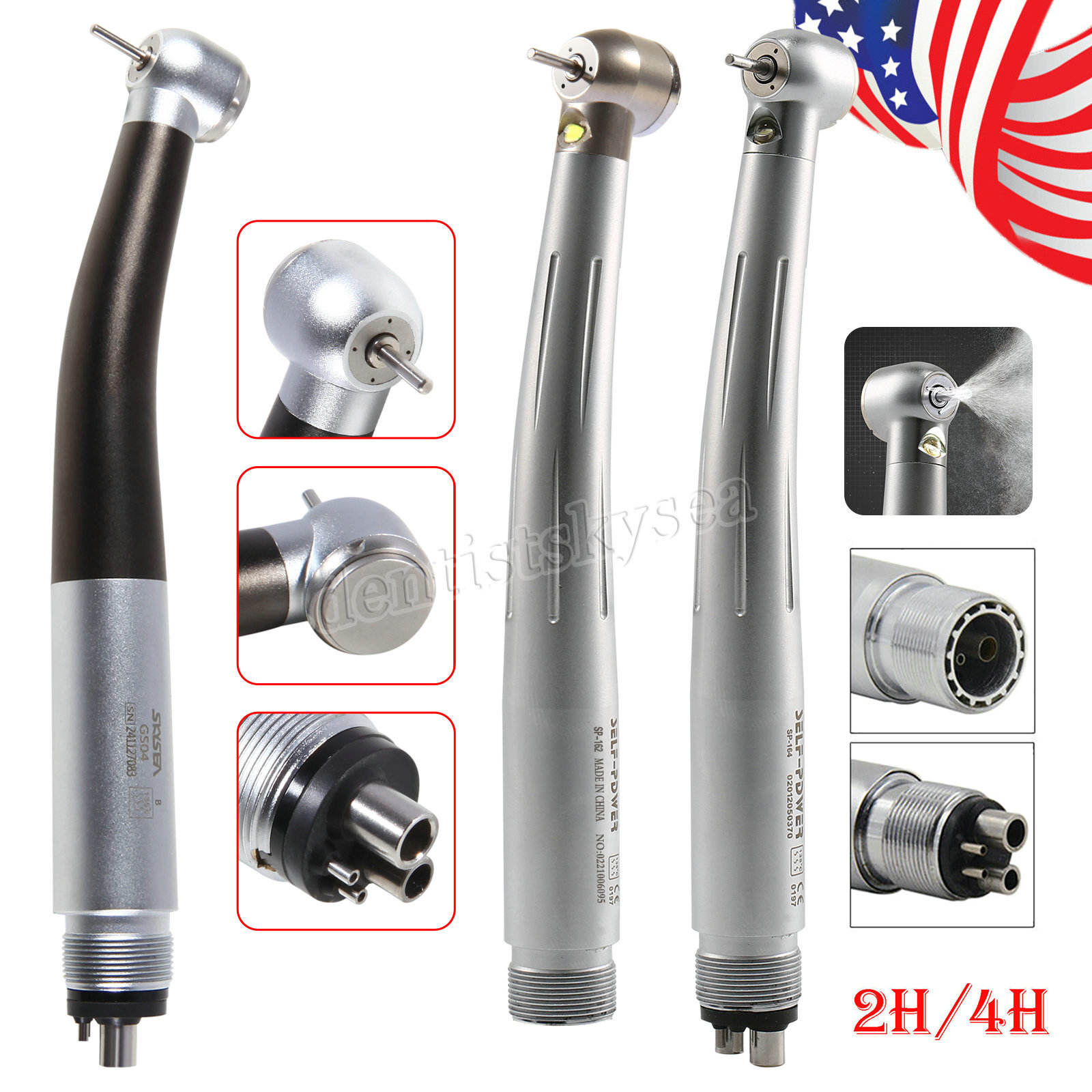 Dental LED Fiber Optic High Speed Turbine Handpiece Fit KAV NSK Coupler 2/4/6H
