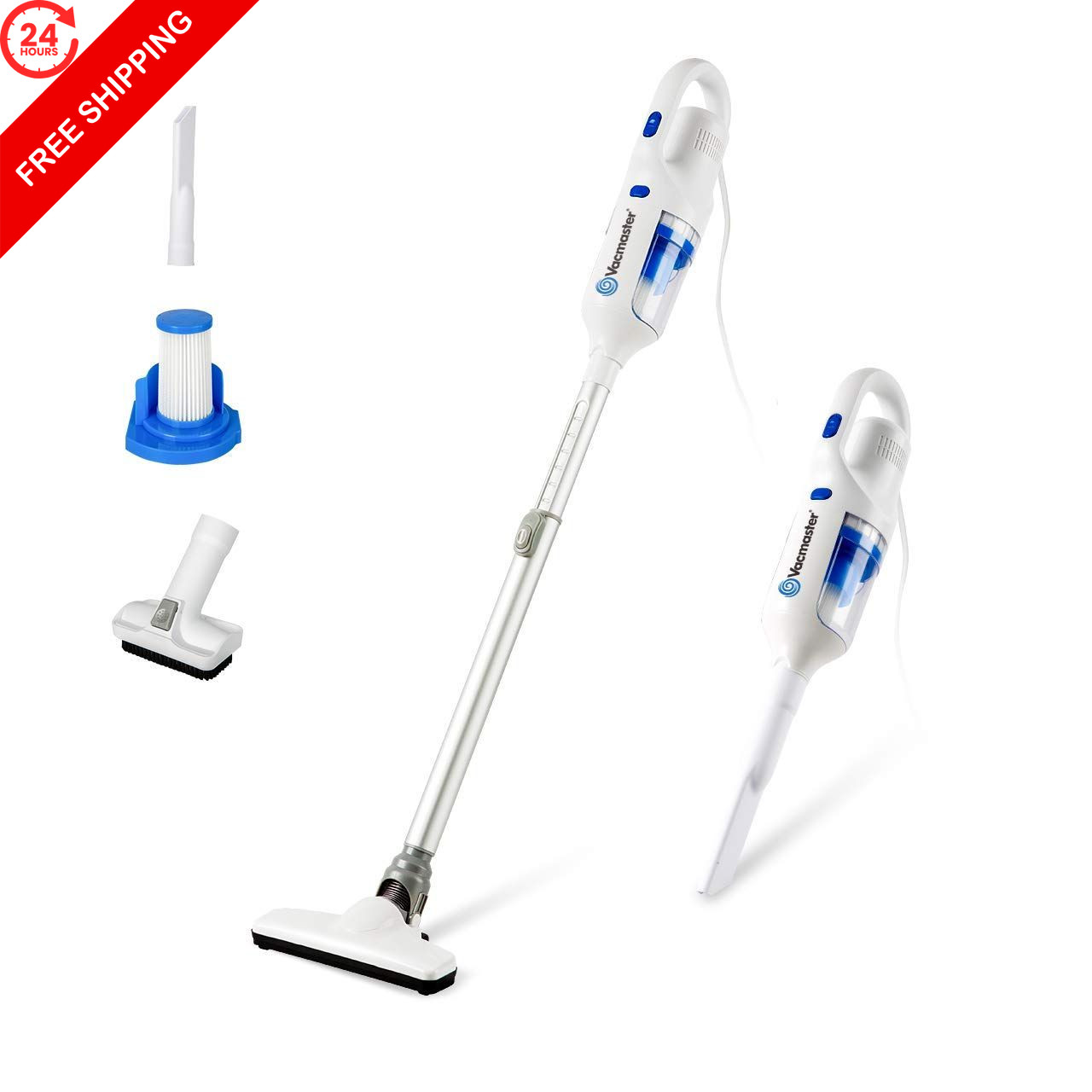 Vacmaster Corded Stick Vacuum Cleaner 2 in 1 3.7 pounds, White