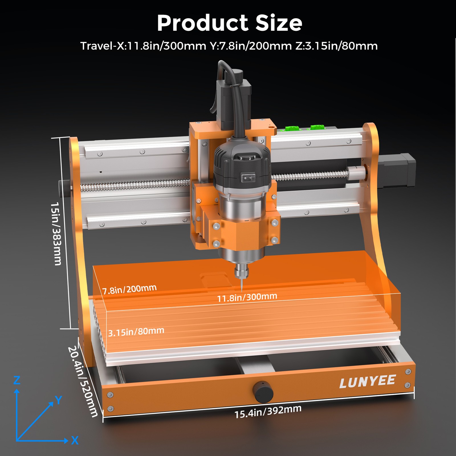 Lunyee 3020 Nova CNC Router Machine for Engraving with 710W Trim Router Spindle