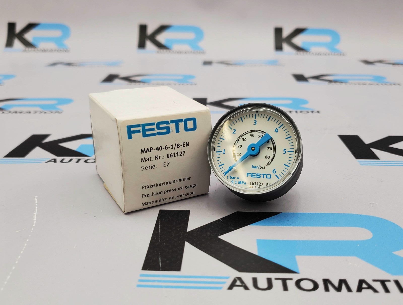 Festo MAP-40-6-1/8-EN Precision Pressure Gauge 80PSI 0-6 Bar 161127