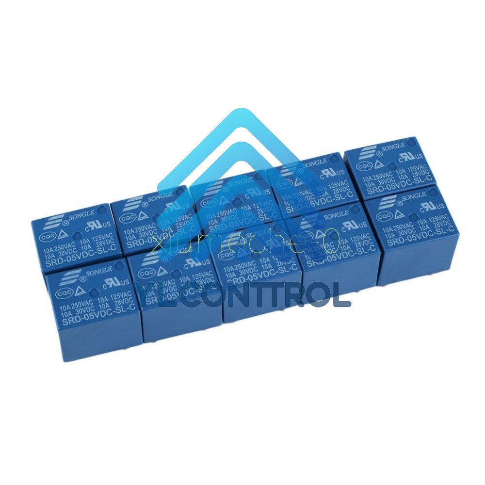 10pcs Mini Power Relay 5V DC SRD-5VDC-SL-C SRD-5VDC-SL-C PCB