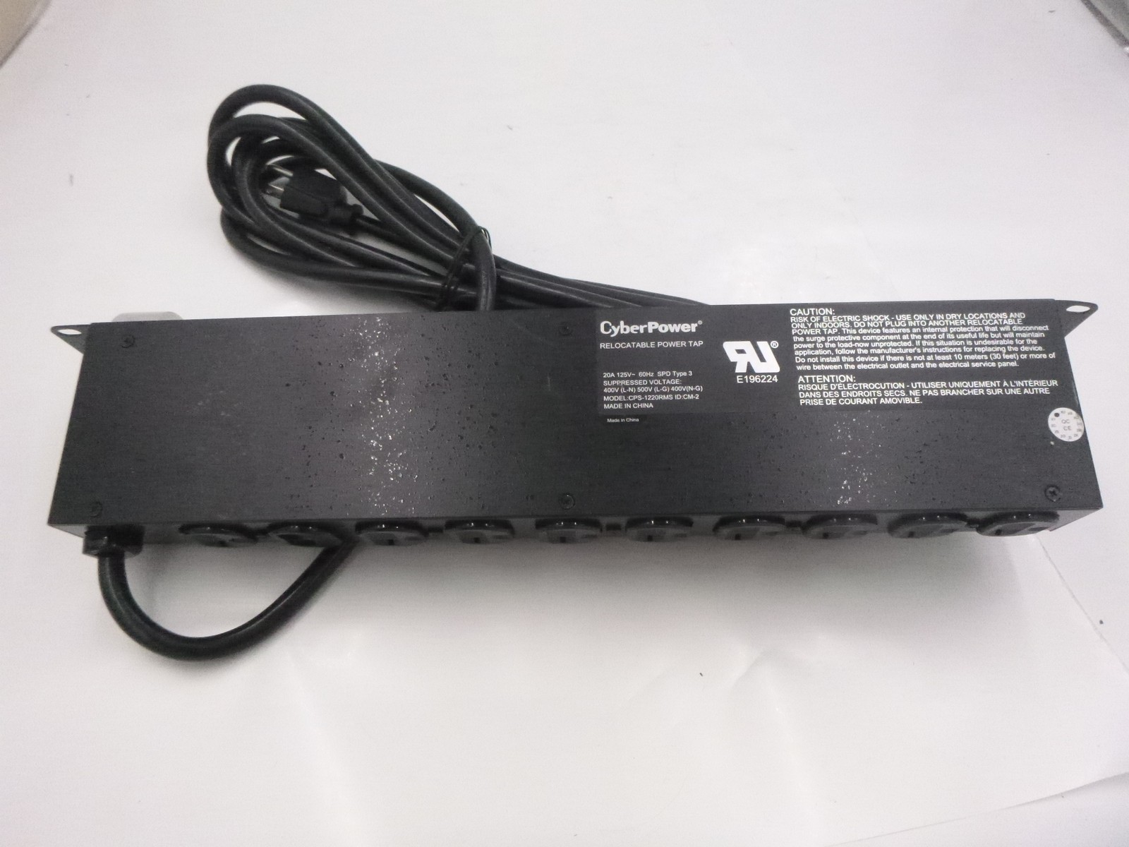 CyberPower CPS1220RMS 12-Outlet Rackbar Surge Protector 120 VAC 60 Hz 15A