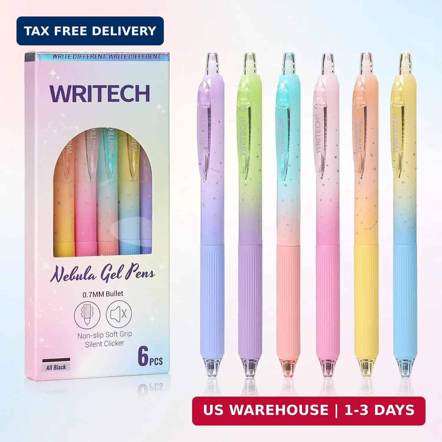 Gel Pens Fine Point: Nebula Pen Set 0.7mm Black Ink Retractable 6ct Medium Point