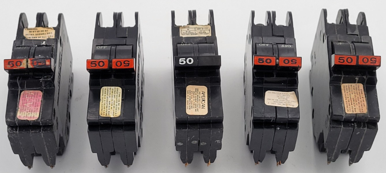 FPE NC0250 50 A 2-Pole Stab-Lok 120/240V Federal Pacific Circuit Breaker USED