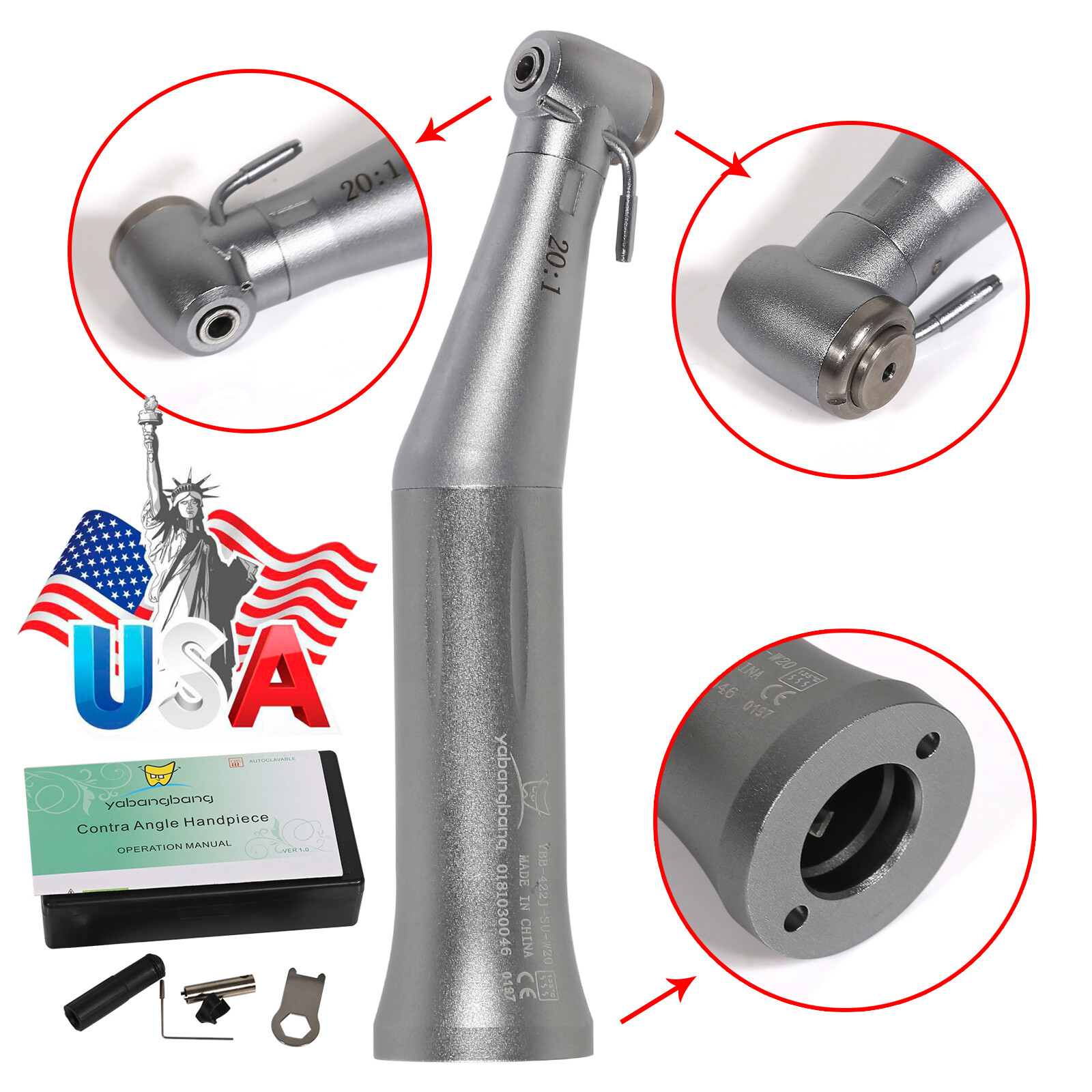 YBB Dental Implant Reduction 20:1 Low Speed Contra Angle Handpiece NSK Style