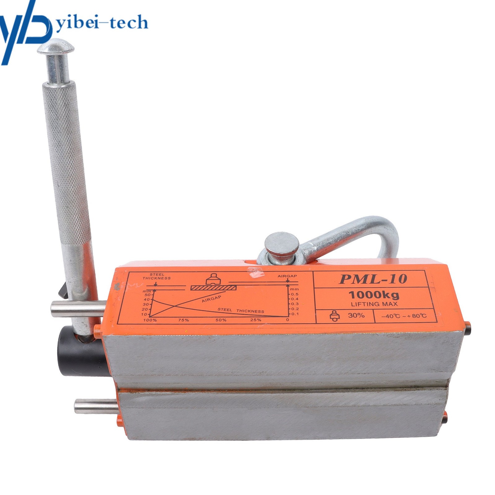 2200lbs/1000kg Permanent Magnetic Lifter Lifting Magnet Neodymium Hoist Orange