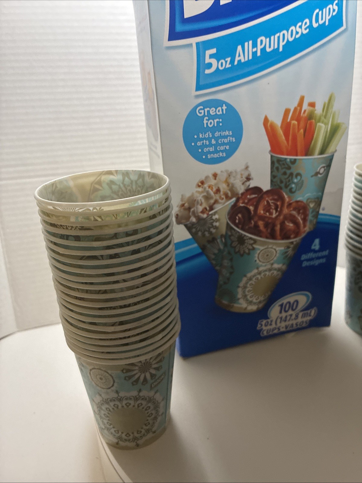 Dixie Everyday 5 oz Cups 55 Disposable Medallions Floral 2016 Open Box Sage Aqua