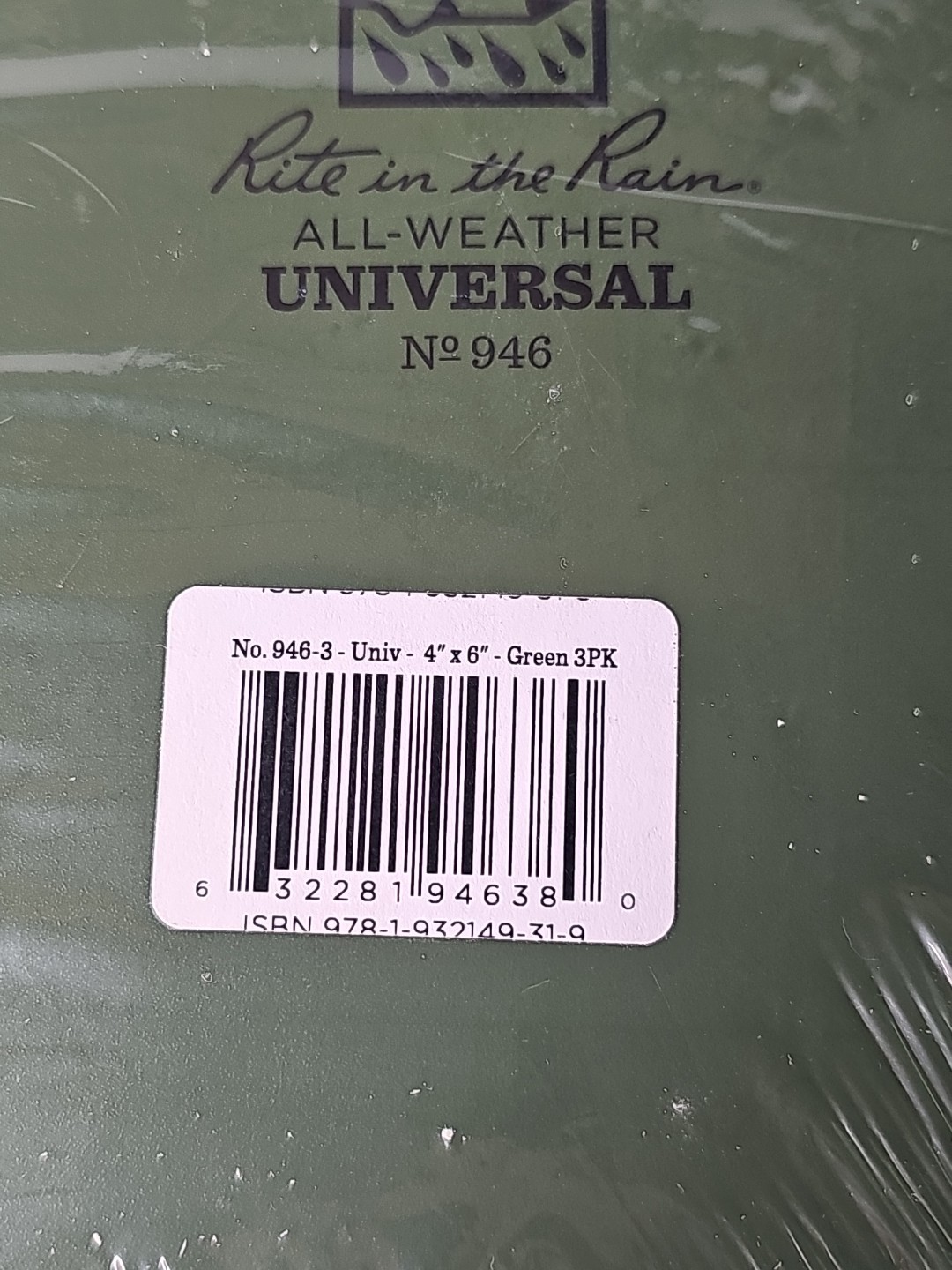 Rite in the Rain Top Spiral Notebook 3″ x 5″ Green Polydura All Weather 3 Pack