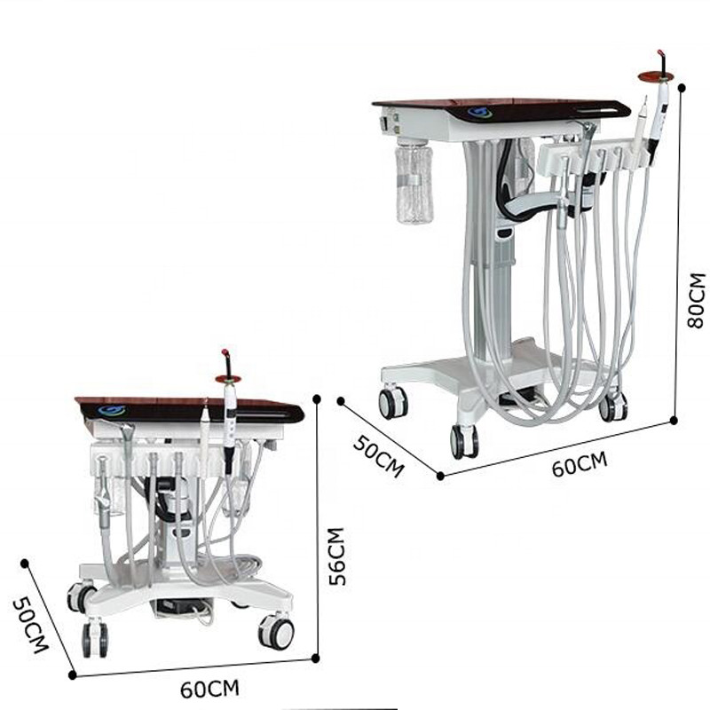 Greeloy GU-P302S Mobile Veterinary Dental Unit Cart + Oil Free Air Compressor 4H