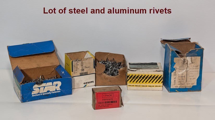 Lot of Aluminum  Steel Rivets, Various Manufacturers, Types and Sizes- As Shown