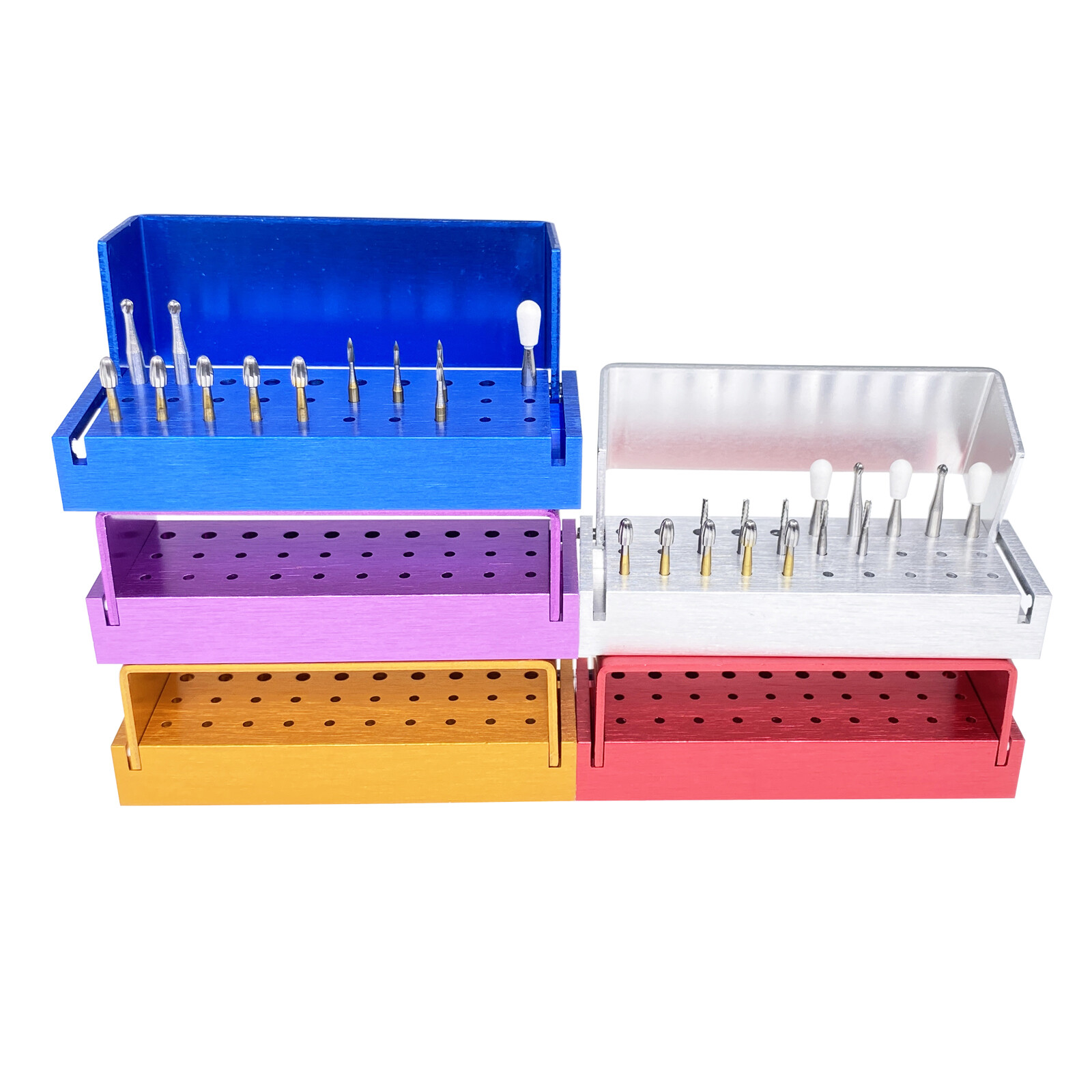 Dental Bur Burs Holder Block Disinfection Box Aluminium Autoclave 30 Holes FDA