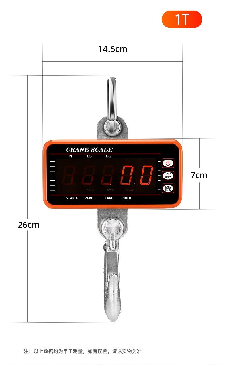 NEW Digital Crane Scale 2200 lbs/1000 kg Industrial Hanging Scale LED Display