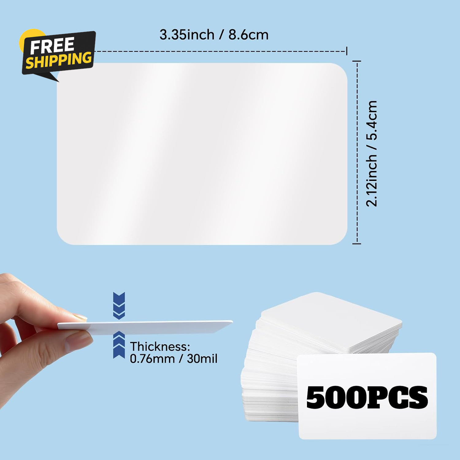 500 Pack CR80 PVC ID Cards 30Mil Blank White Plastic Badge Printer Cards