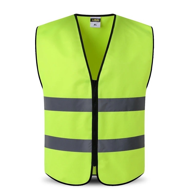 High Visibility Safety Vest Reflective Construction Work Jacket Multi Pocket Zip