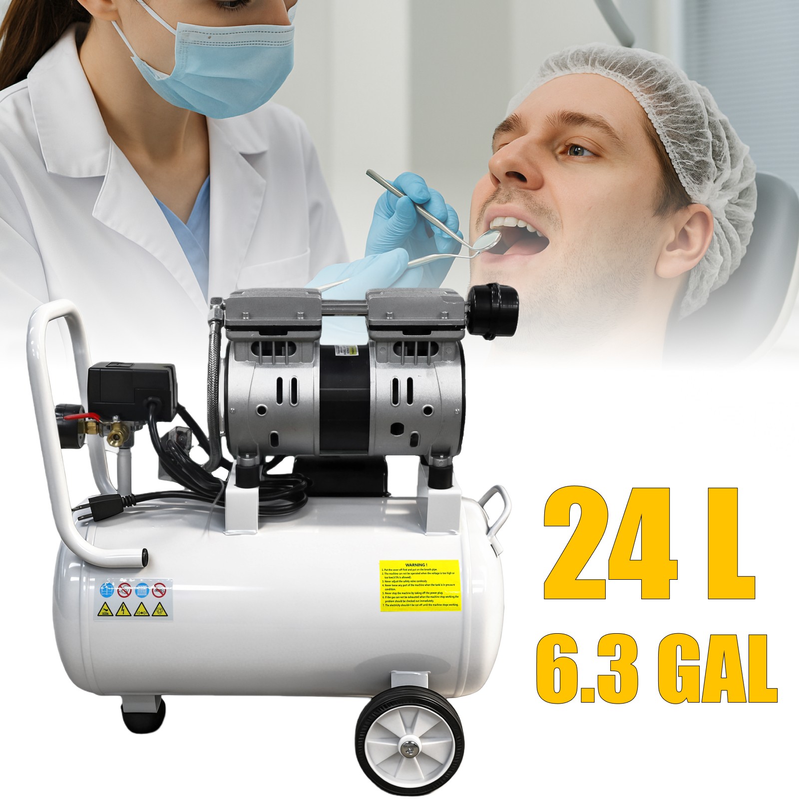 24L 40L/min Dental Medical Air Compressor Silent Air Compressor Oilless 115PSI