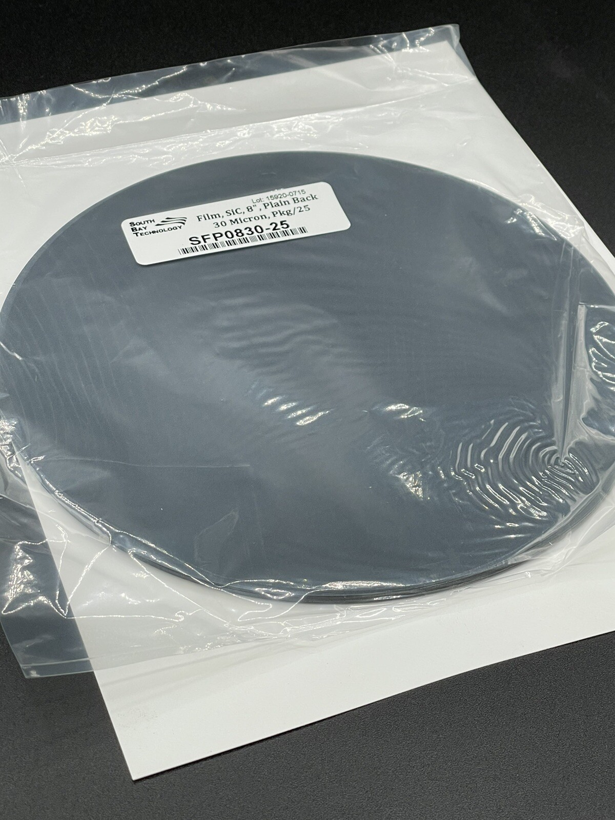 (Qty 25) 30 Micron Silicon Carbide Abrasive Film 8″ Disc – Black