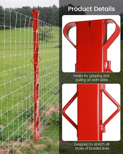 6ft Woven Wire Fence Stretcher Bar with 7 Wedges Red