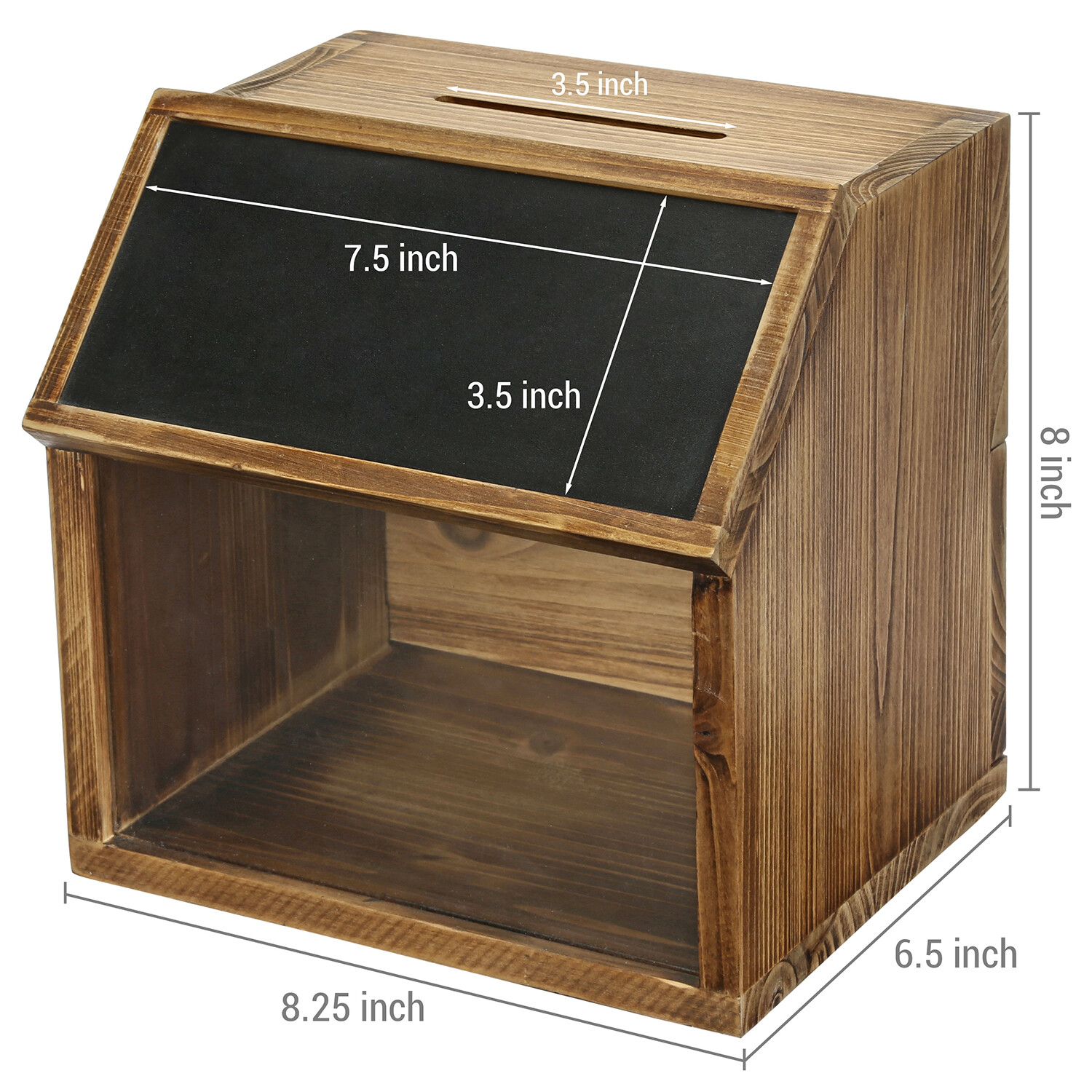 Rustic Burnt Solid Wood Suggestion Donation Ballot Box w/Chalkboard Label & Lock