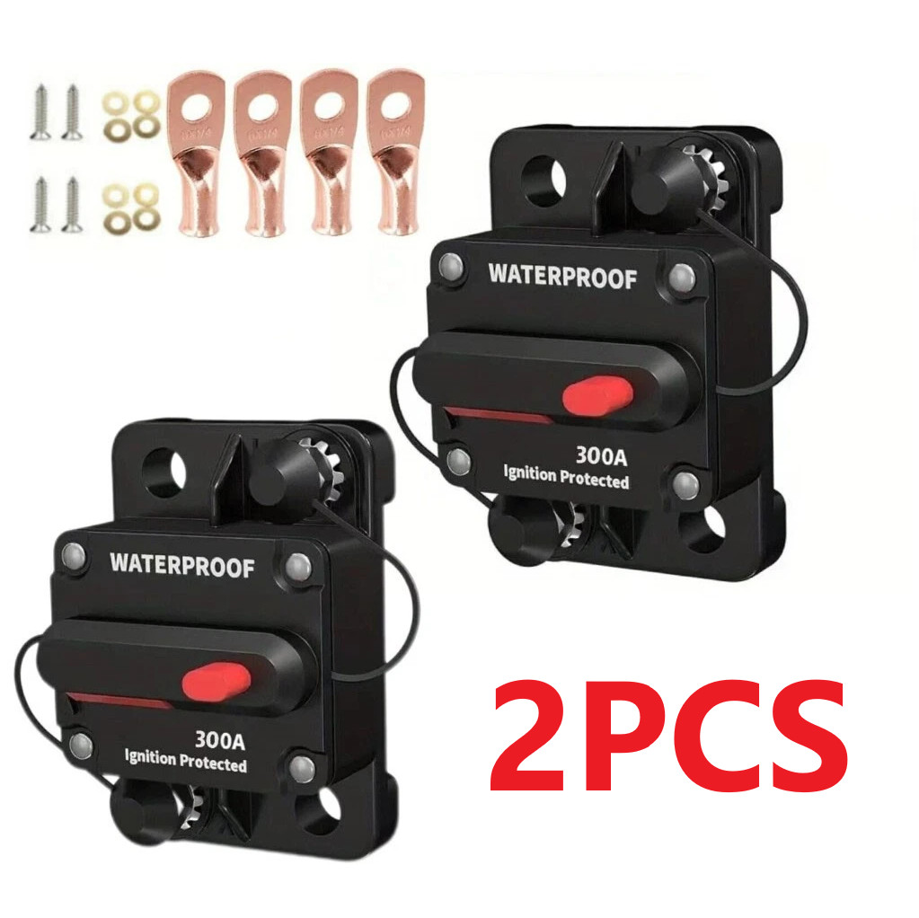 2x Waterproof Car Circuit Breaker Fuse Reset 30-300 Amp 12V-48V DC Car Boat Auto