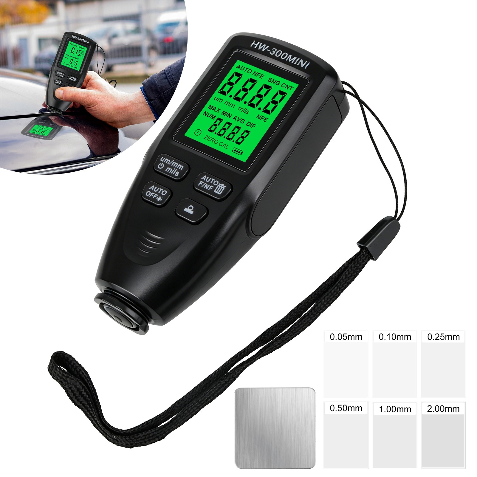 Digital Car Paint Thickness Gauge Tester LCD Auto Coating Measure Meter 0-2000μm