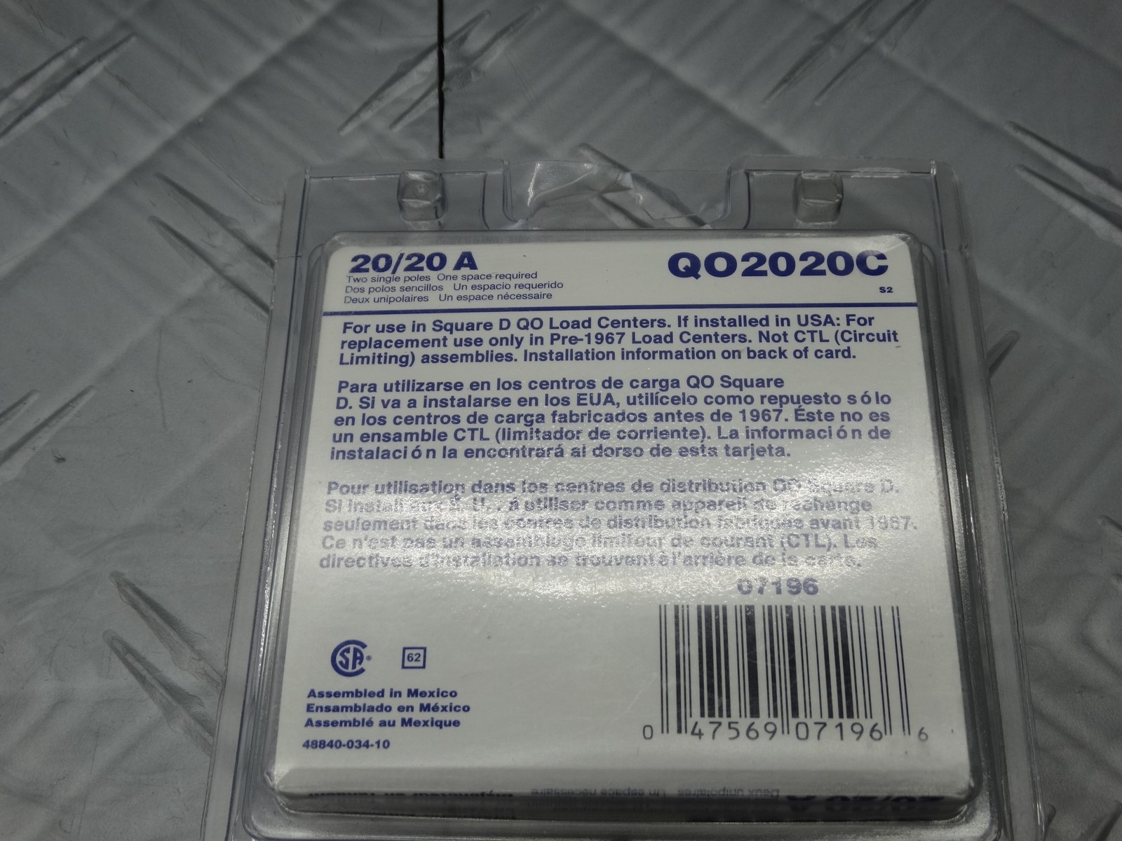 Square D QO 2-20 Amp Single-Pole Tandem Circuit Breaker QO2020C