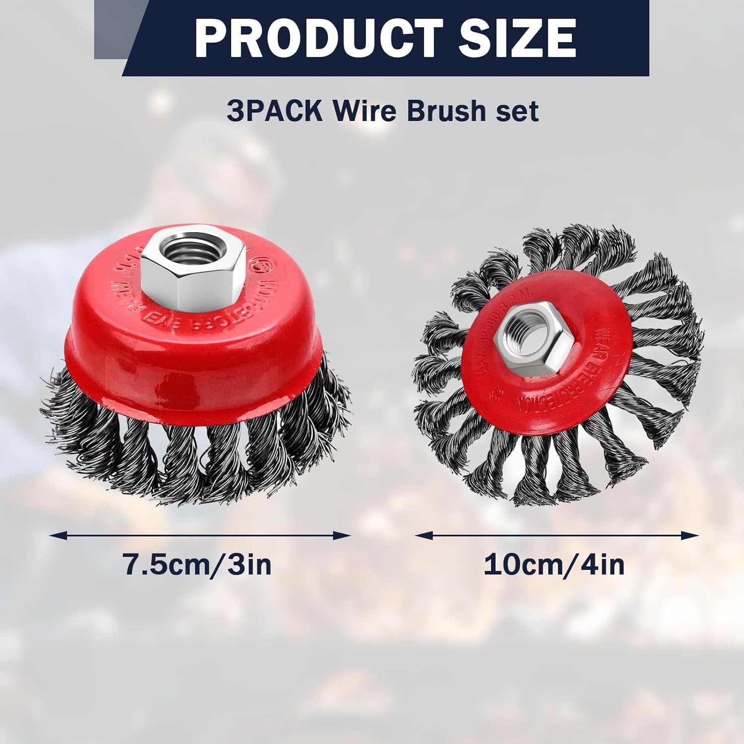 3 Pack Wire Wheel Brush for Angle Grinder, 4 Inch Angle Grinder Wire Wheel