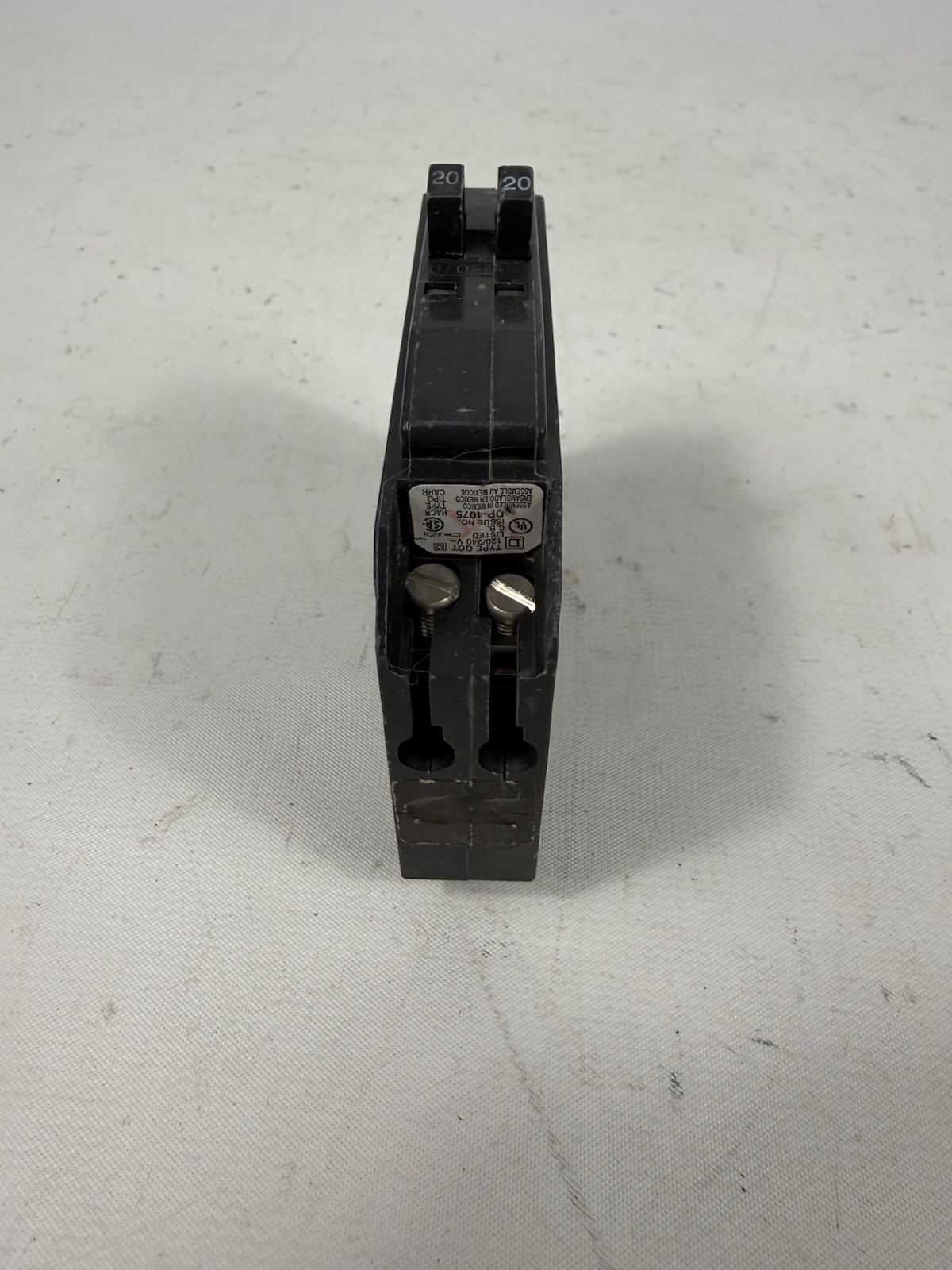 Square D QOT2020NC, TWIN, Tandem, 1 Pole, 20 Amp Circuit Breaker, QO 20A NO HOOK