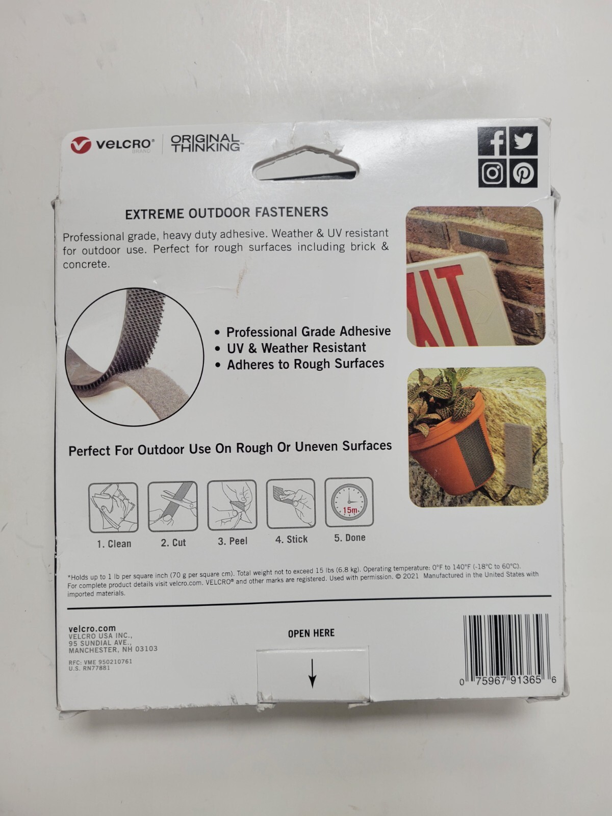 Industrial Strength Extreme Hook and Loop Fastener 10in L x 1in W Black