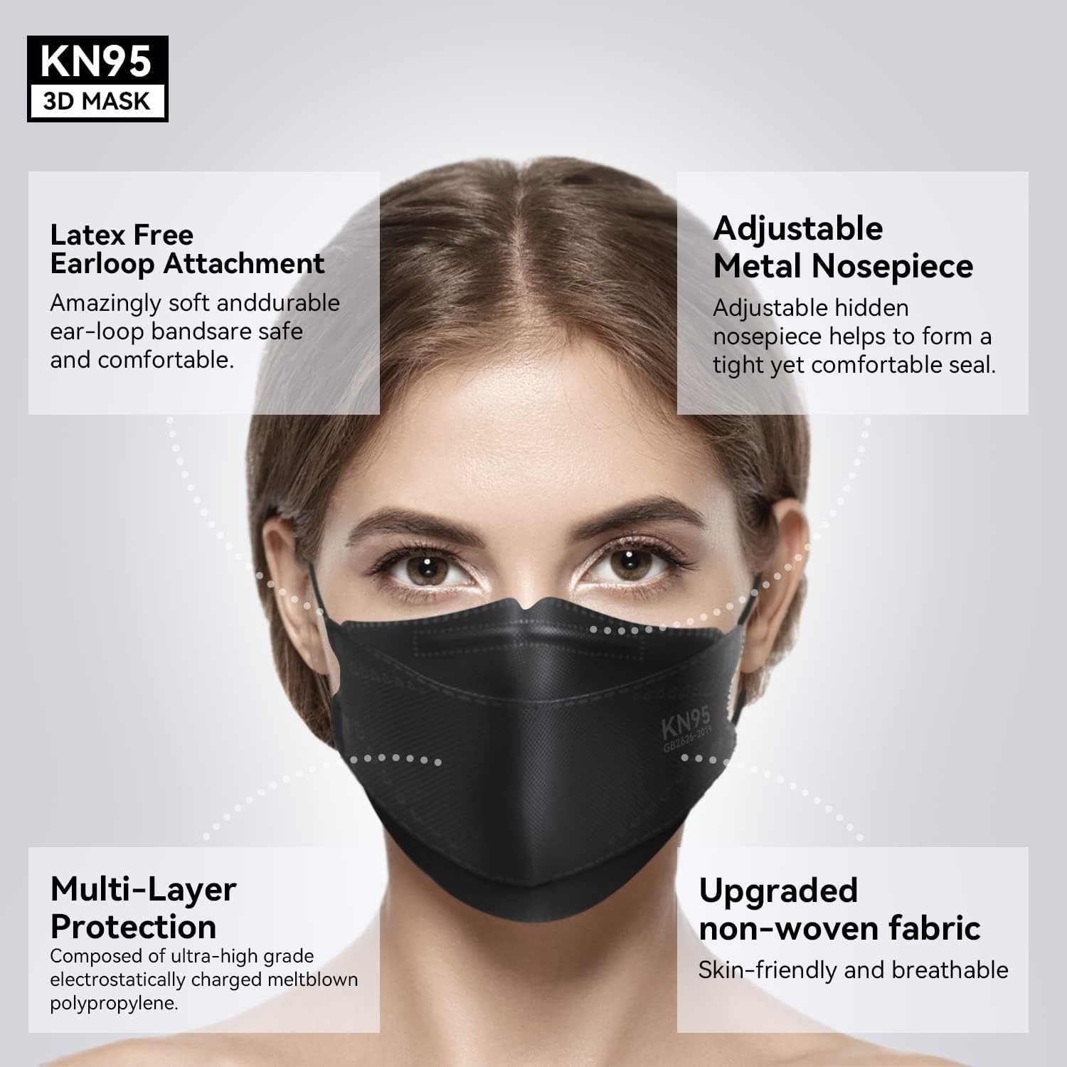 Stylish KN95 Face Masks – 50 Pack Disposable & Skin-Friendly for Teens & Adults